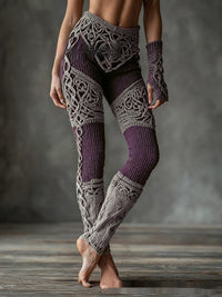 Retro 3D Digital Print Women's Casual Leggings