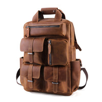 Retro leather Multi-pocket backpack