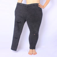 Ripped Knee Leggings - Korean Style Workout Pants for Women