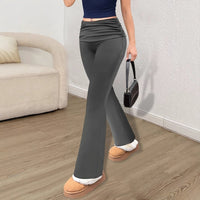 Knit Leggings With A Ruched Fold-over Waistband