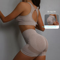 Women's 2-Piece Yoga Set – Breathable Sports Bra & Sculpting Shorts
