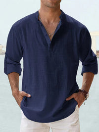 Men's Casual Cotton Linen Shirt Loose Tops Long Sleeve Tee Shirt Spring Autumn Casual Men's Shirts