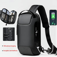 Waterproof USB Anti-theft Bag Men Oxford Crossbody Shoulder Bag Sling Multifunction Short Travel Messenger Chest Pack