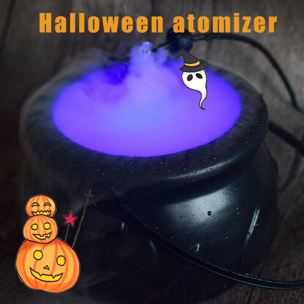 Halloween Witch Pot Smoke Machine LED Color Changing Decor