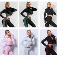 FallWinter Long-Sleeve Butt Yoga Fitness Tight Set