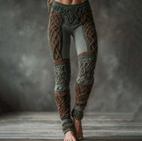 Retro 3D Digital Print Women's Casual Leggings