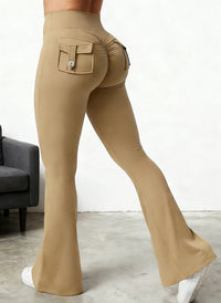 Women's Flared Fitness Leggings with Scrunch Butt Design