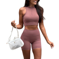 Woman's Yoga Fitness Tank Top And Shorts Two-Piece Set