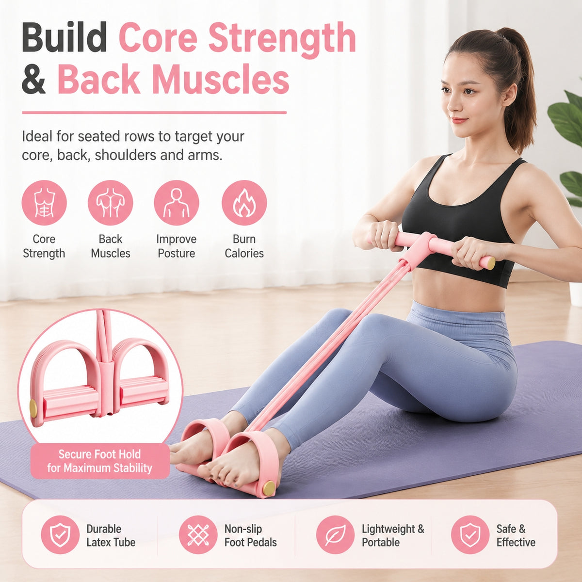 6 Tube Pedal Resistance Band for Full Body Fitness Training