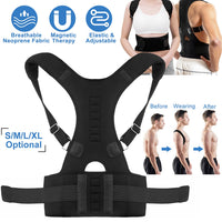 Magnetic Posture Corrector Back Support Belt – Adjustable Shoulder & Lumbar Brace