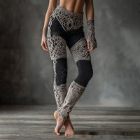 Retro 3D Digital Print Women's Casual Leggings