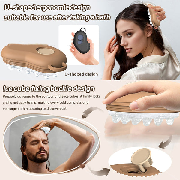 Head Therapy Ice Compress Instrument Silicone Shampoo Brush Massage Comb