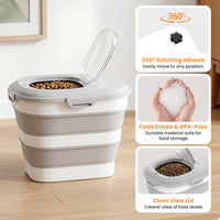 Pet Food Storage Container with Clear Window Wheels and Scoop