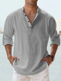 Men's Casual Cotton Linen Shirt Loose Tops Long Sleeve Tee Shirt Spring Autumn Casual Men's Shirts