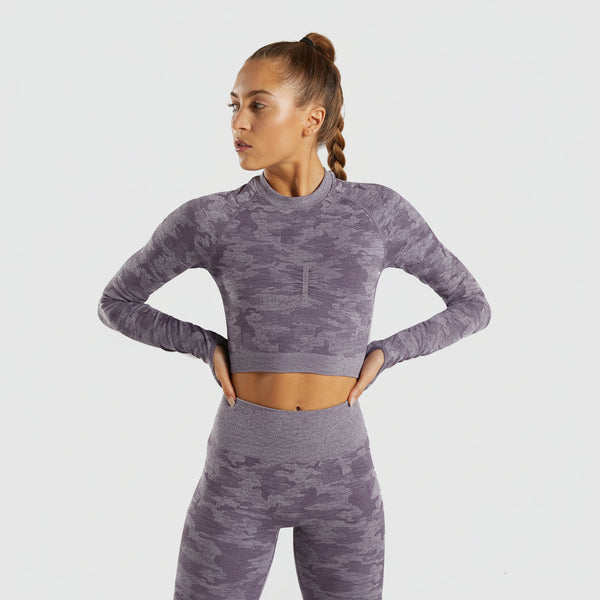 Camouflage seamless yoga top