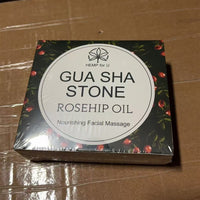 Jade Gua Sha Facial Massage Tool Set with Rosehip Oil and Travel Pouch