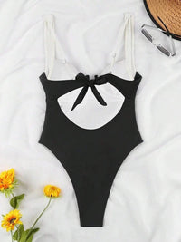 Seaside Series Women's One-piece Quick Drying Swimsuit Contrasting Colors