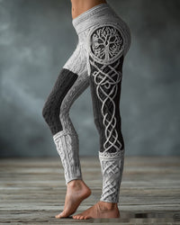 Retro 3D Digital Print Women's Casual Leggings