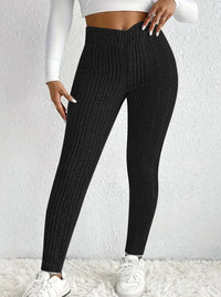 Autumn New Arrival Plus-Size Casual Striped Ribbed Tight-Fit Trousers