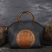Embossed Leather Retro Handbag