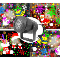 LED Christmas Snowflake Projector - 16 Patterns Indoor/Outdoor