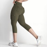 Women's Double-sided Jacquard 5-yard Fitness Pants With Pockets