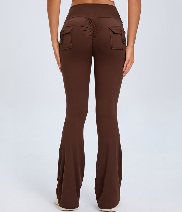 Women's Flared Fitness Leggings with Scrunch Butt Design