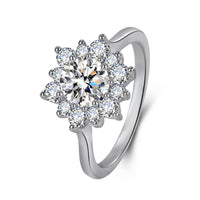 Elegant Full-diamond Snowflake Stud Earrings Pendant Necklace And Ring Jewelry Set