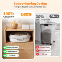 Pet Food Storage Container with Clear Window Wheels and Scoop