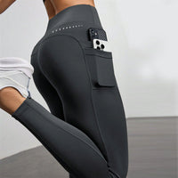 Womens Yoga Pants With High-waisted Belt Pockets