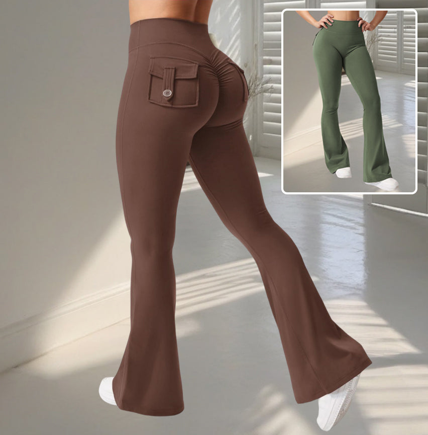 Women's Flared Fitness Leggings with Scrunch Butt Design