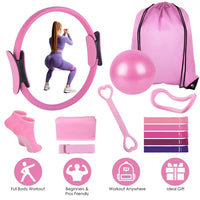 14-Piece Pilates & Yoga Training Kit – Ring, Ball, Bands & Stretch Strap