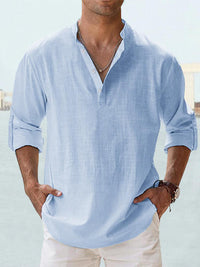 Men's Casual Cotton Linen Shirt Loose Tops Long Sleeve Tee Shirt Spring Autumn Casual Men's Shirts