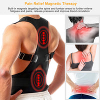 Magnetic Posture Corrector Back Support Belt – Adjustable Shoulder & Lumbar Brace