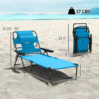 Folding Lounge Chair W Reclining Back, Light Blue
