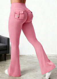 Women's Flared Fitness Leggings with Scrunch Butt Design