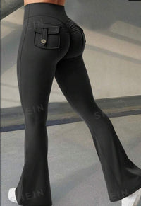 Women's Flared Fitness Leggings with Scrunch Butt Design