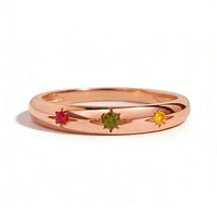 Colored Birthstone Ring With Gold Plated Star Radiance