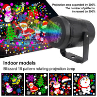 LED Christmas Snowflake Projector - 16 Patterns Indoor/Outdoor