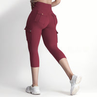 Women's Double-sided Jacquard 5-yard Fitness Pants With Pockets