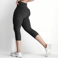 Women's Double-sided Jacquard 5-yard Fitness Pants With Pockets