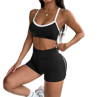 Sports Yoga Suspender Tube Top And Shorts Two-Piece Set