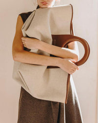 Trendy Leather Canvas Panel Bag