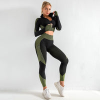 FallWinter Long-Sleeve Butt Yoga Fitness Tight Set
