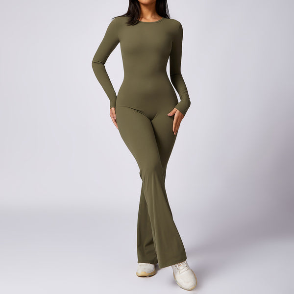 Leisure Horn Long Sleeve Yoga Jumpsuit Quick-drying Sports Workout