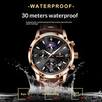 Men's Moon Phase Chronograph Watch - Multi-Function Luxury Timepiece