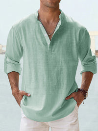 Men's Casual Cotton Linen Shirt Loose Tops Long Sleeve Tee Shirt Spring Autumn Casual Men's Shirts