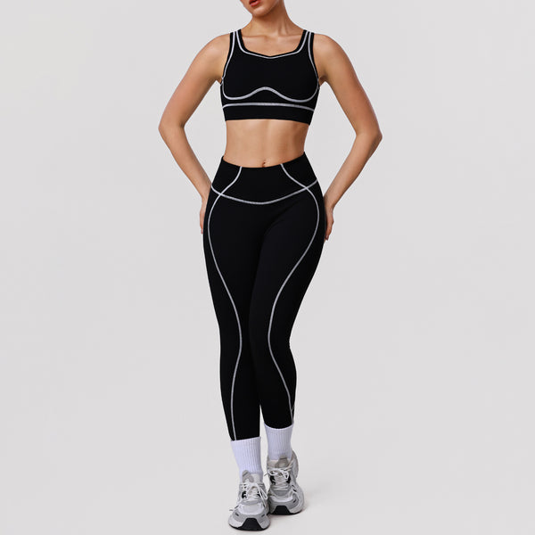 Tight-fitting Leggings And Shock-proof Sports Bra Fitness Running Set
